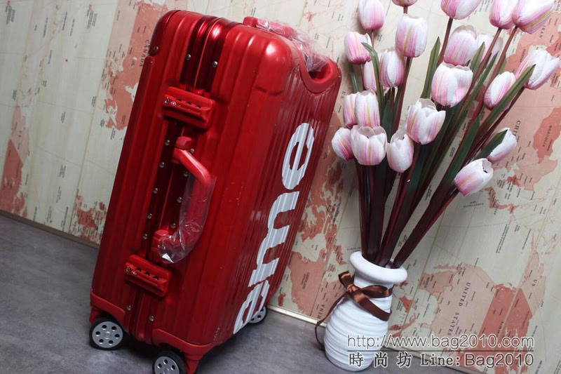 潮牌Suprmem聯名rimowa日默瓦 專櫃雙排萬向靜音飛機輪 航空7系鋁合金 拉箱/拉杆箱 20寸登機箱  xbt1141